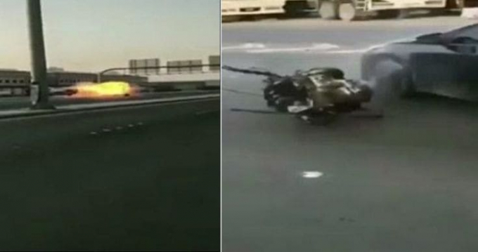 Автомобиль потерял двигатель в чудовищной аварии в Саудовской Аравии (Видео)