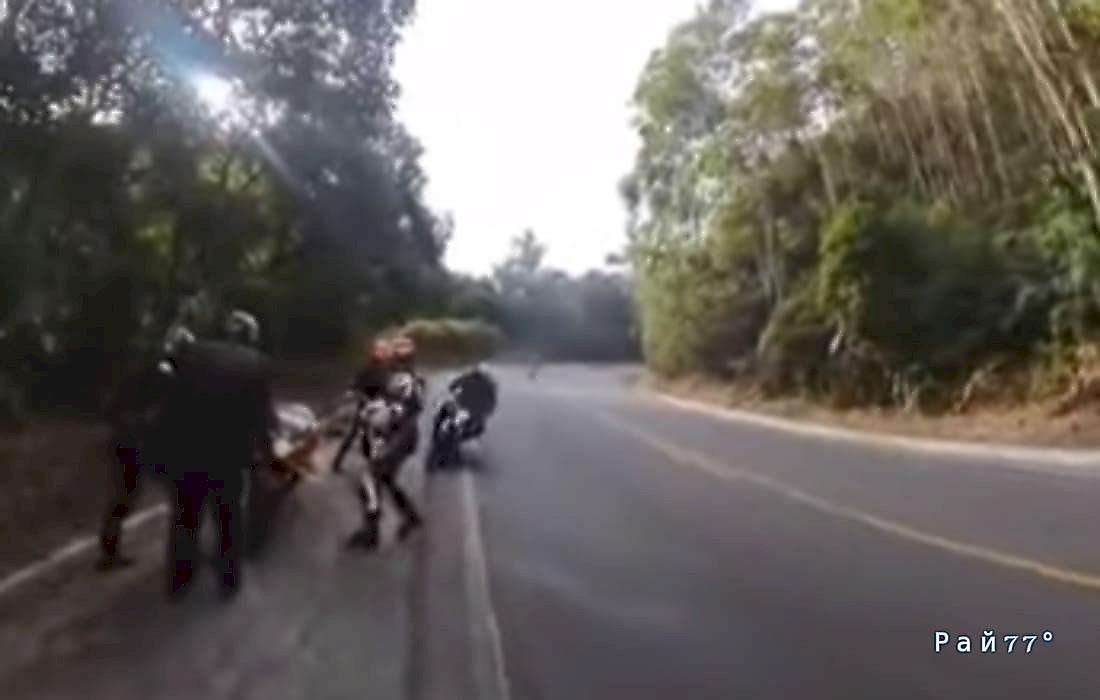 Инстинкт самосохранения спас жизни байкерам, избежавшим встречи с мотоциклистом