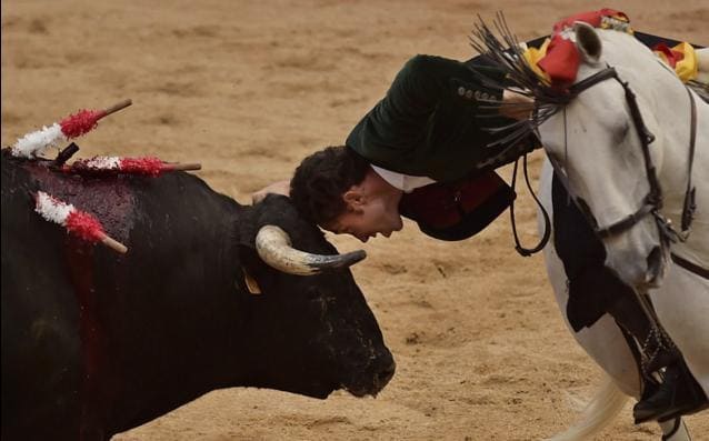 Испанский тореадор «пободался» с быком на корриде в Памплоне. (Видео)
