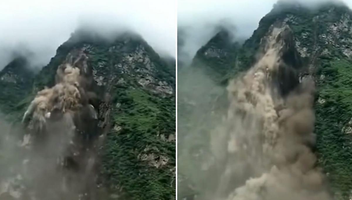 Обрушение горного массива произошло на глазах у сельских жителей в Китае