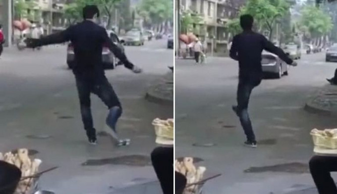 Китайский футболист точным ударом вернул пустую бутылку наглецу в автомобиле (Видео)