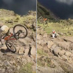 Маунтинбайкер лишился своего велосипеда, уронив его во время заезда с горы в Перу (Видео)