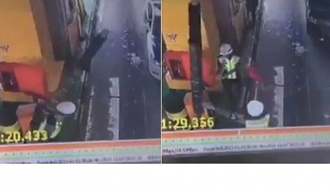 «Взбесившийся» шлагбаум надавал по голове работнику терминала в Китае (Видео)