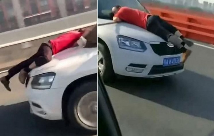 Автовладелица, поскандалив с дворником, прокатила его на капоте своего автомобиля в Китае (Видео)