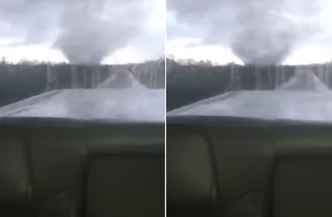 Туристы из автомобиля запечатлели преследующий их торнадо