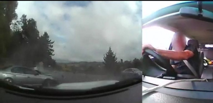 Автомобилист в последний момент ушёл от столкновения во время ДТП в Новой Зеландии (Видео)