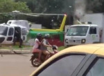 Столкновение вертолёта с грузовиком попало на видеокамеру в Бразилии