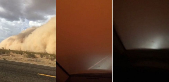 Автомобилист побывал внутри песчаной бури (Видео)
