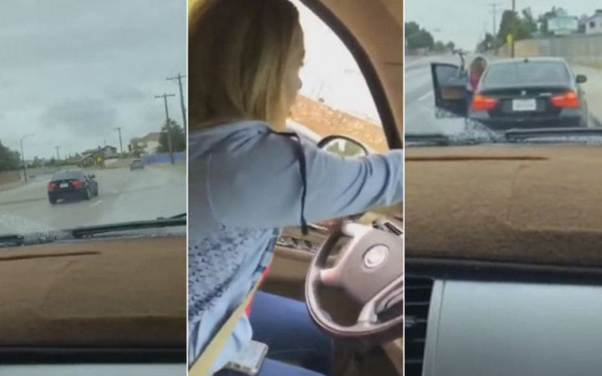 Разгневанная мамаша прямо на трассе наказала своего сына, угнавшего у неё автомобиль (Видео)