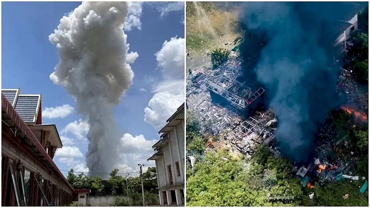 Мощный взрыв на фабрике фейерверков накрыл деревню в Таиланде