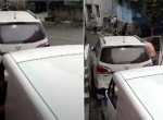 Китаец, паркуя фургон, умудрился разбить оба своих автомобиля