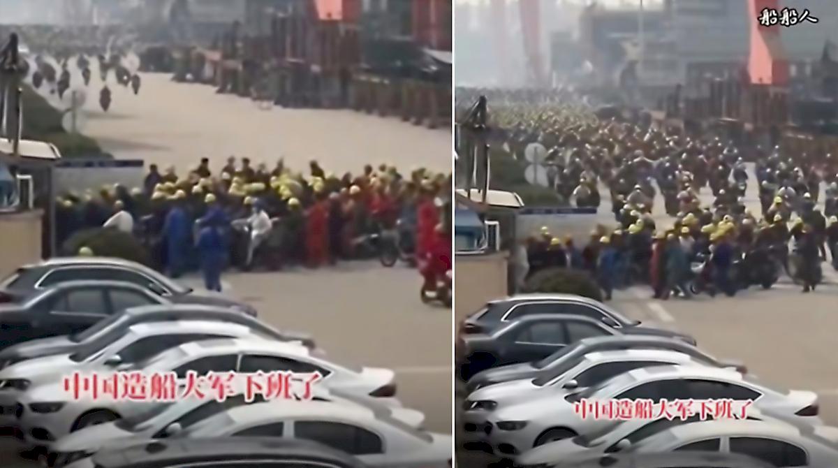 Видео с концом рабочего дня на китайской судоверфи бьёт рекорды просмотров в интернете