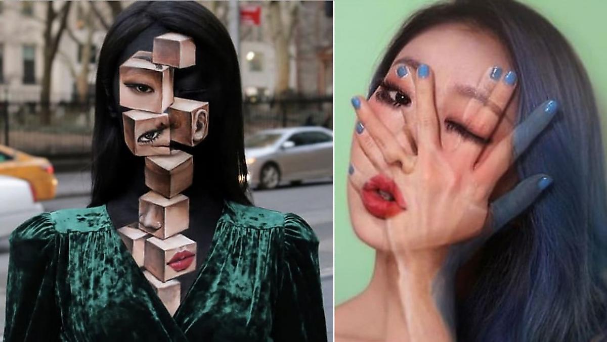 Корейская художница-иллюзионистка использует своё лицо вместо холста