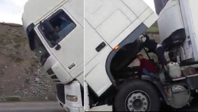 Время-деньги: механики-экстремалы продо́лжили чинить грузовик во время движения (Видео)