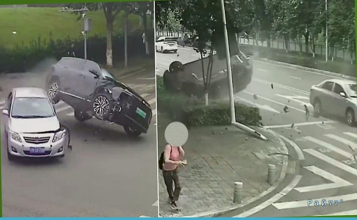 Легковушка выехала на встречку и была опрокинута на китайской автомагистрали ▶️