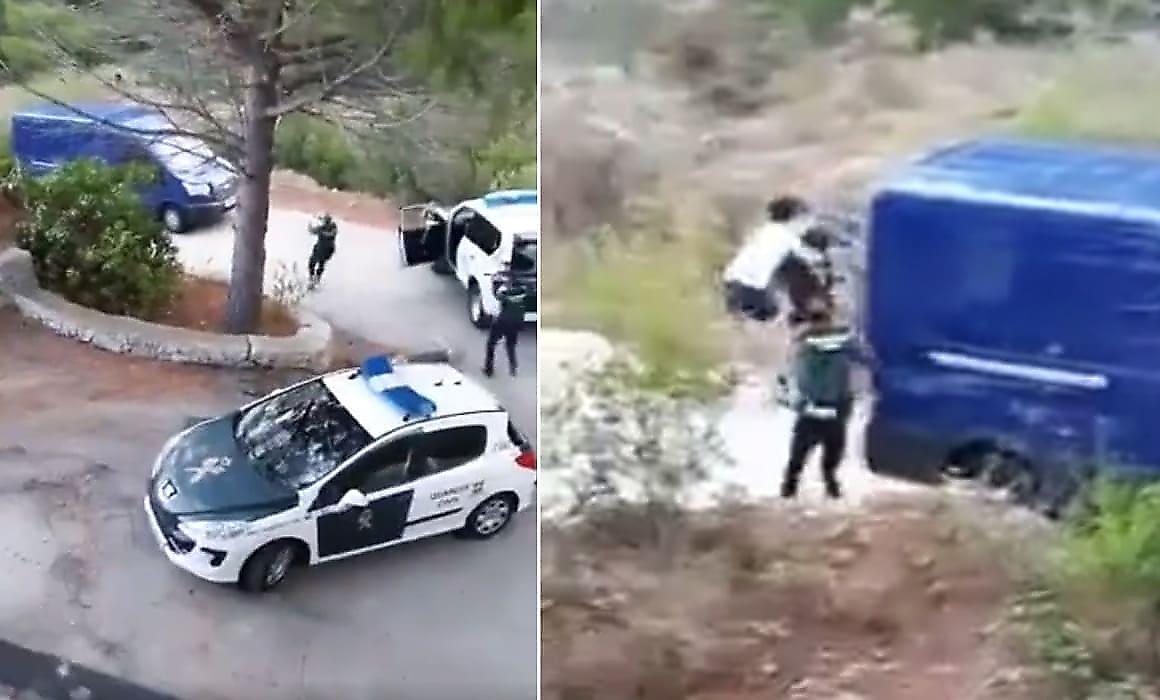 Владелец фургона накостылял полицейским во время своего ареста в Испании - видео