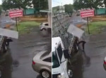 Везучий стекольщик головой спас упавшее стекло - видео