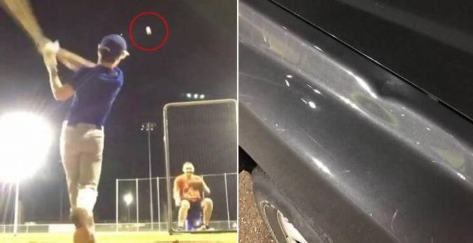 Бейсболист точным ударом поразил внедорожник в США. (Видео)