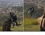 Пёс, вцепившись в рюкзак парапланериста, совершил незапланированный полёт в Бразилии ▶