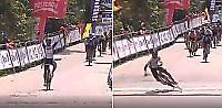 Участник велогонки слишком рано отпраздновал победу и не доехал до финиша в Колумбии