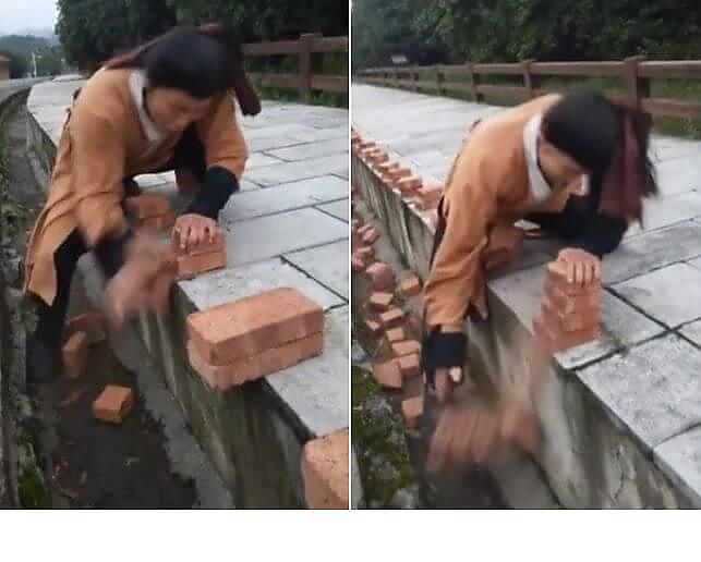 Мастер кунг-фу голыми руками разбил 100 кирпичей за 37 секунд в Китае (Видео)