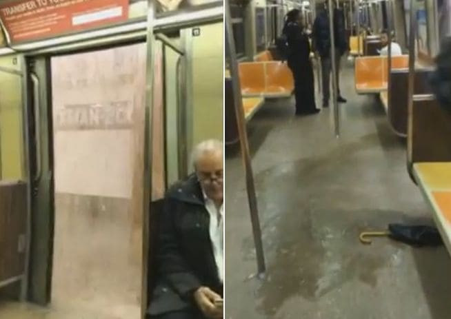 Осторожно двери открываются: поток воды обрушился на пассажиров в Нью-Йоркской подземке (Видео)