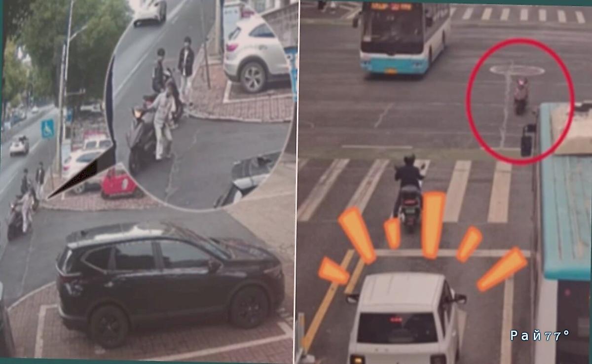 Мотоцикл без водителя проехал на красный свет и врезался в автомобиль ▶️ Мотоцикл без водителя проехал на красный свет и врезался в автомобиль ▶️