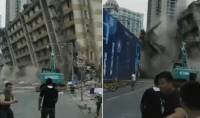 Подлежащее сносу здание, упало не в ту сторону в Китае (Видео)