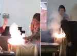 Тушильщик дважды выручил неудачливую поджигательницу свечей - видео