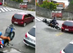 Легковушка неожиданно прервала погоню полицейского за мотоциклистом в Бразилии