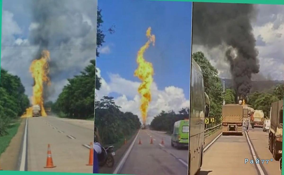 Столкновение двух грузовиков привело к взрыву и мощному пожару в Бразилии▶️ Столкновение двух грузовиков привело к взрыву и мощному пожару в Бразилии▶️