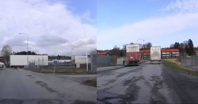 От водителя фуры «сбежал» трейлер в Швеции (Видео)