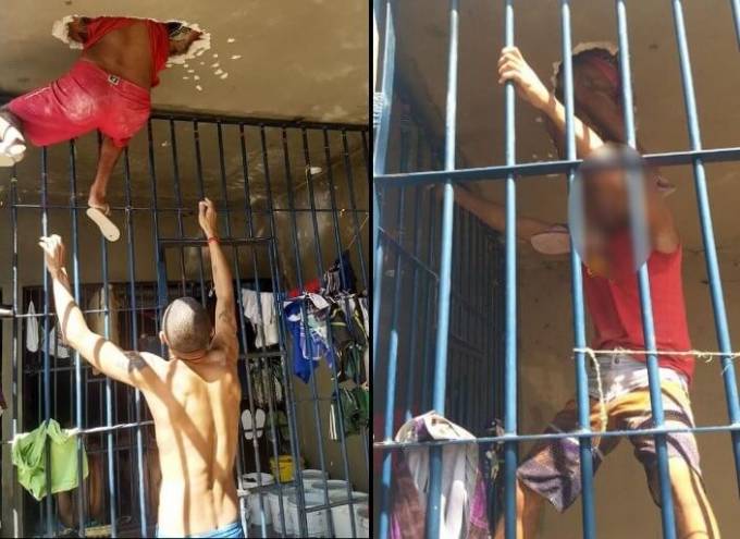 Заключённый застрял в потолке во время массового побега из тюрьмы в Бразилии (Видео)
