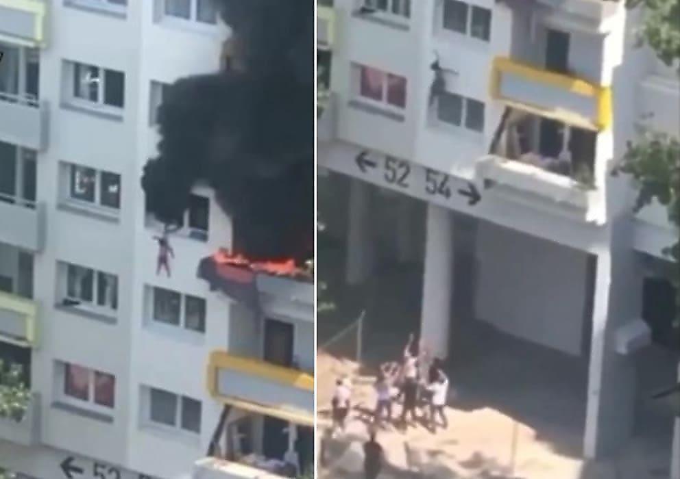 Прохожие спасли двух детей, выбросившихся из окна загоревшейся квартиры