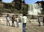 Пересохший водопад вернулся к жизни во время селфи индийских экстремалов ▶