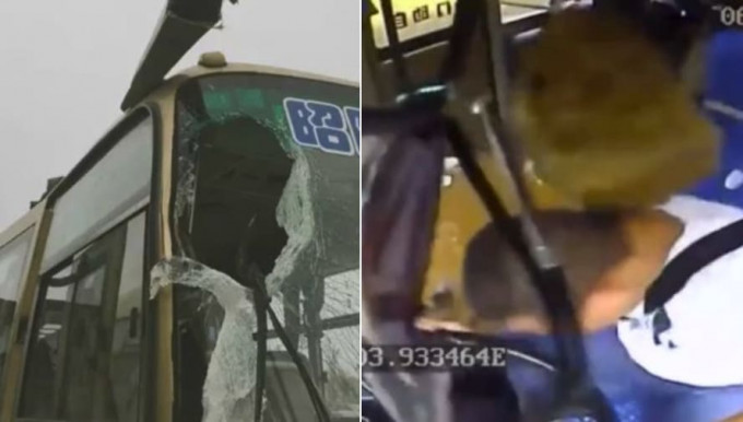 Водитель, получив булыжником по голове, продолжил управлять автобусом в Китае (Видео)