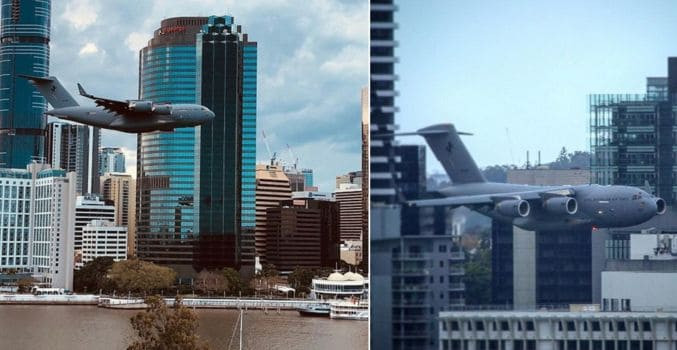 Самолёт, пролетевший между небоскрёбами, поверг в панику жителей Брисбена
