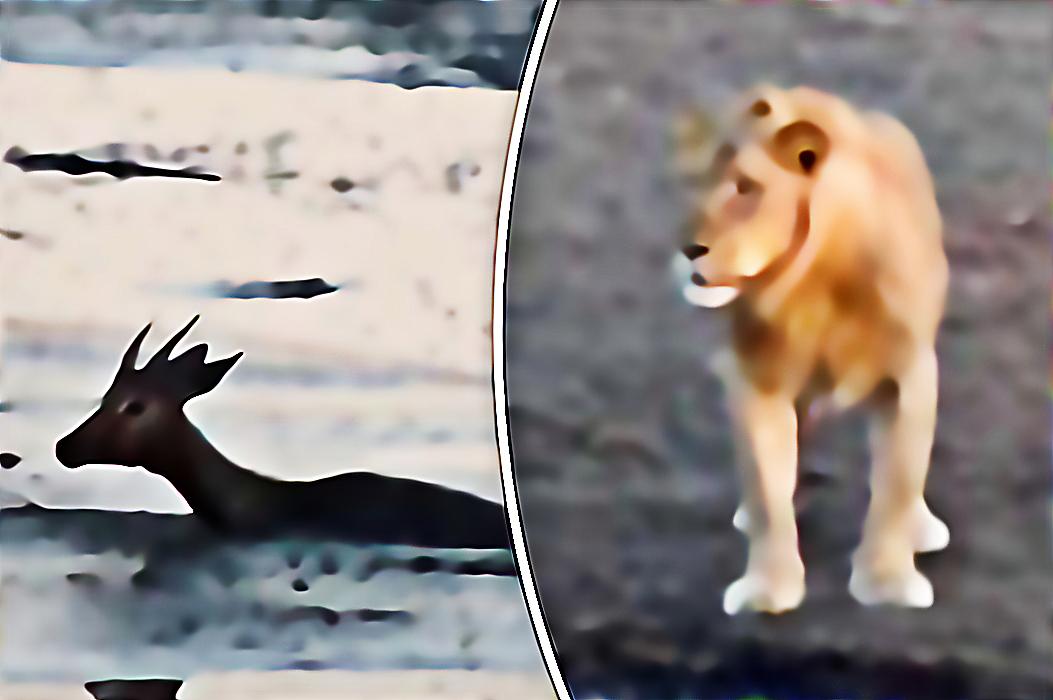Лев уволок антилопу, спрятавшуюся в реке от собак на глазах у туристов в ЮАР