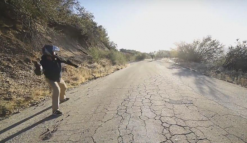 Скейтбордист, совершая скоростной спуск, испугал корову в предгорье Калифорнии ▶