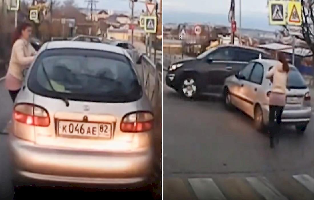 В Одессе девушка внезапно решила помыть машину и спровоцировала аварию (видео, обновлено)