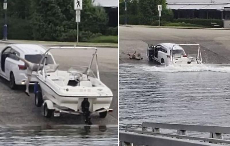 Канадец, чинивший лодку, утопил автомобиль, который чуть не раздавил горе-механика ▶
