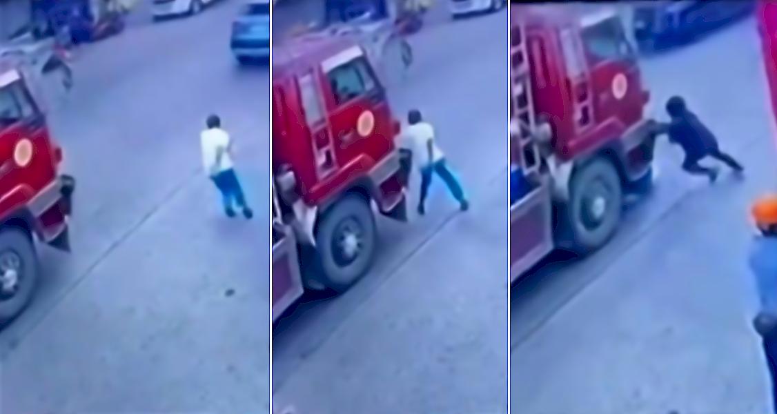 Рабочий не заметил и вытолкнул пешехода под колёса грузовика на Филиппинах