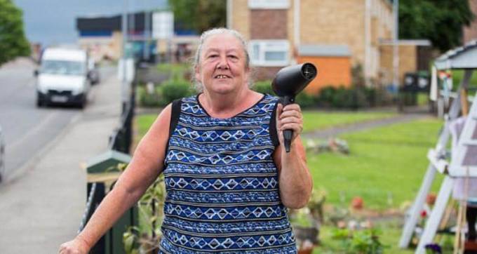 Британская пенсионерка с феном навела порядок на автомагистрали, проходящей рядом с её домом. (Видео)
