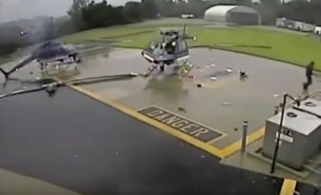 Два вертолёта столкнулись на площадке в США (Видео)