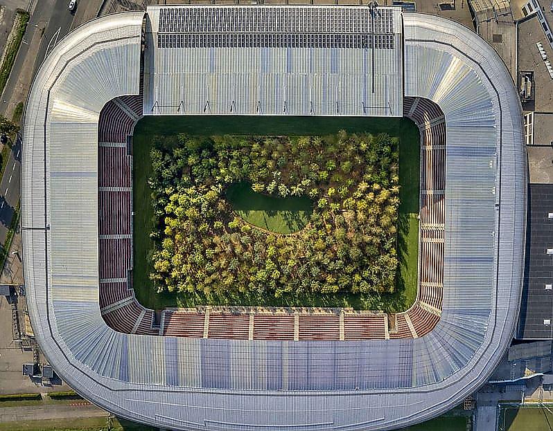 Сотни деревьев посадили на футбольном стадионе в Австрии ▶