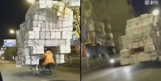 Странное транспортное средство, снятое на автодороге, привлекло внимание китайских полицейских. (Видео)