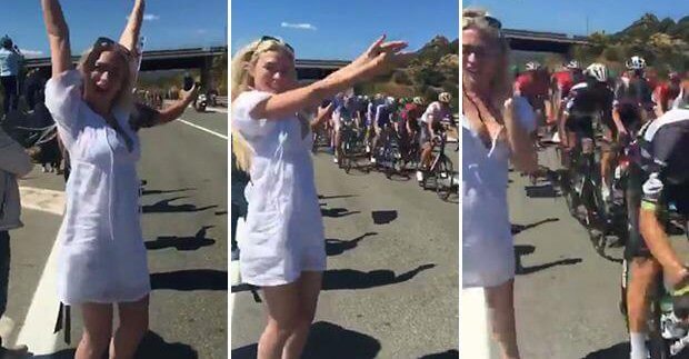 28-летняя Эйприл Саммерс (April Summers) сильно рисковала своим здоровьем, когда решилась на видео съёмку во время велогонки Джиро д’Италия, в Сардинии.